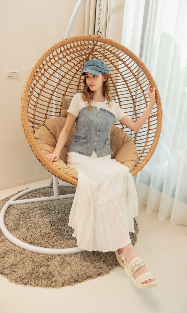 abito水洗造型馬甲式拼接上衣