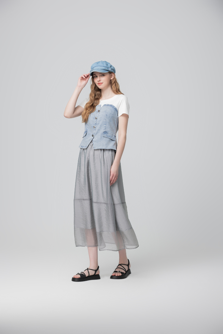 abito水洗造型馬甲式拼接上衣