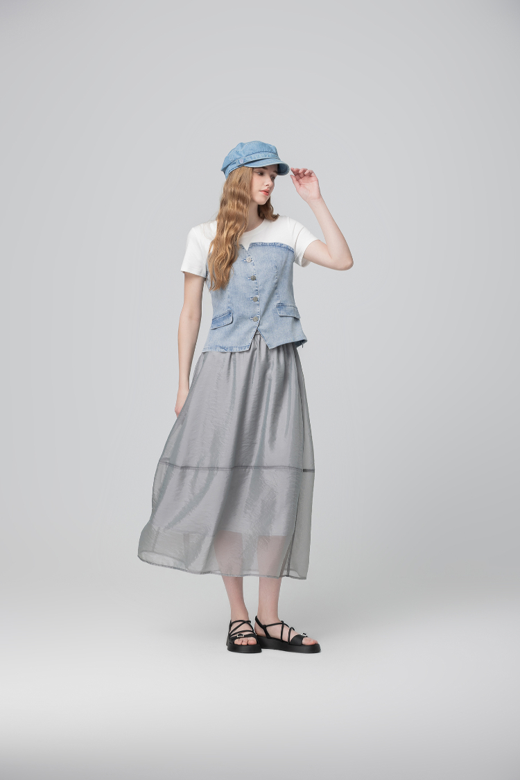 abito水洗造型馬甲式拼接上衣