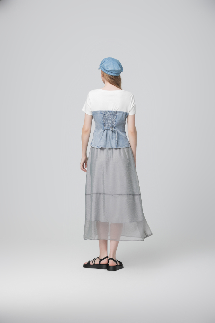 abito水洗造型馬甲式拼接上衣