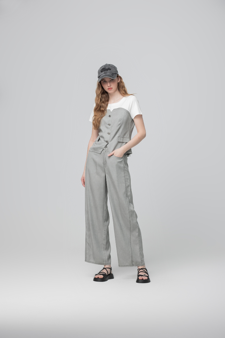 abito水洗造型馬甲式拼接上衣