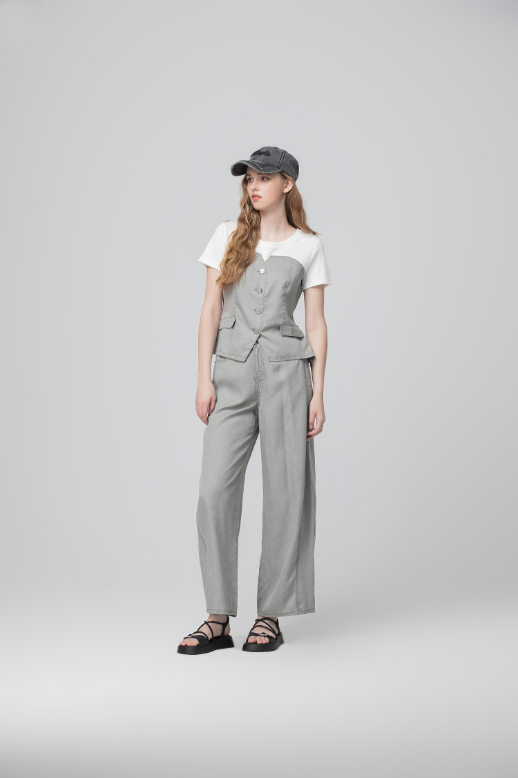 abito水洗造型馬甲式拼接上衣