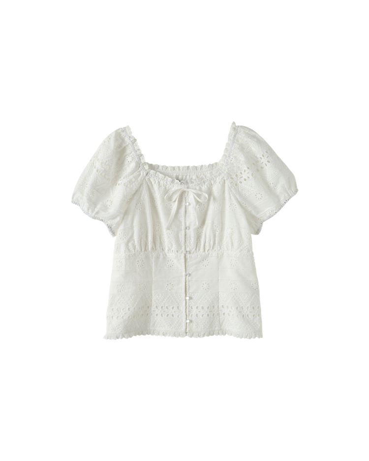 abito浪漫刺繡蕾絲鏤空上衣