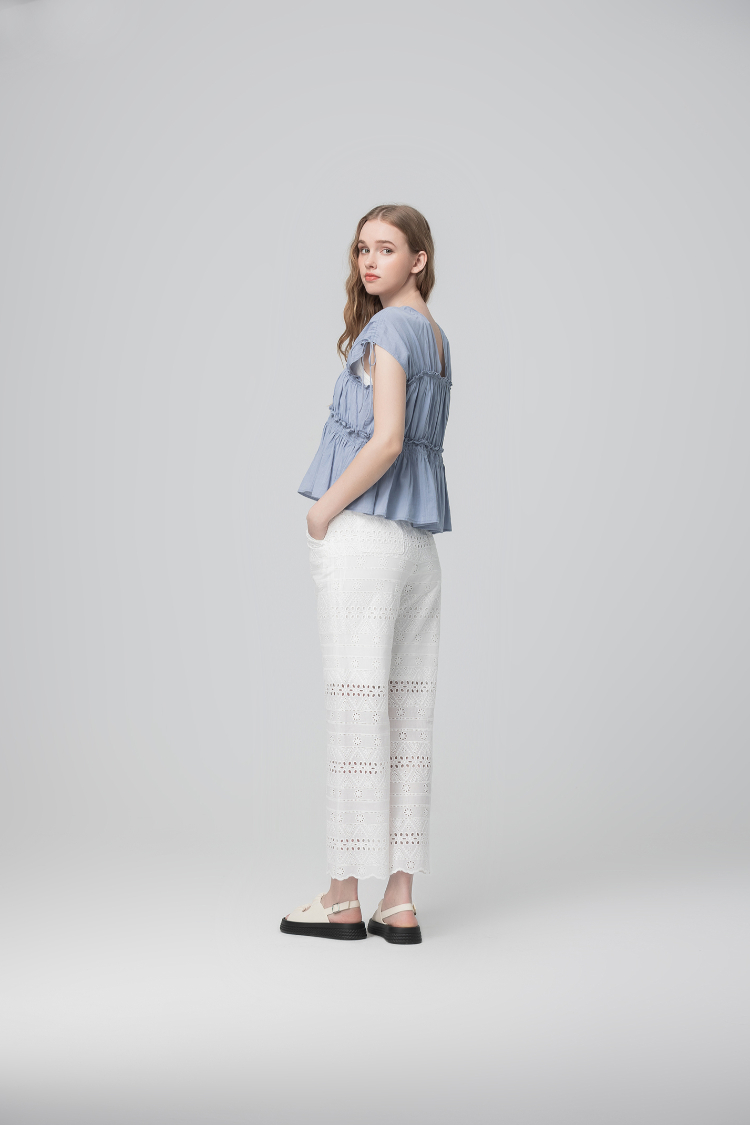 abito甜美荷葉邊抽繩上衣