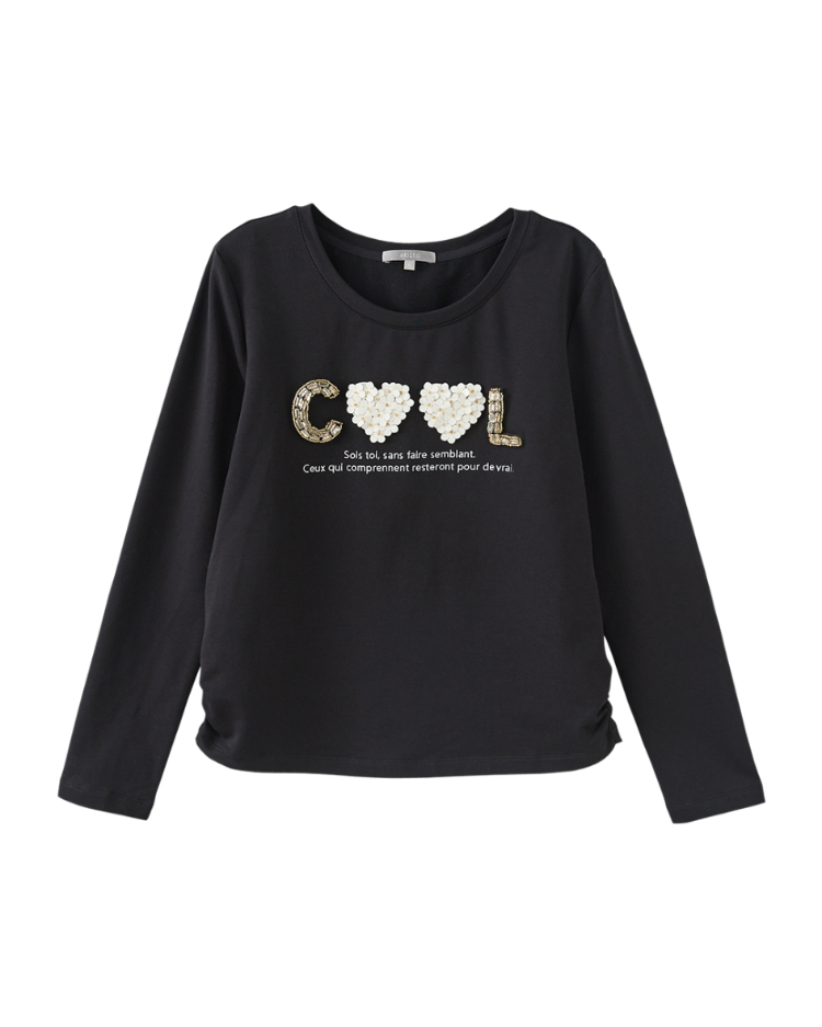 abito精緻花瓣字母上衣