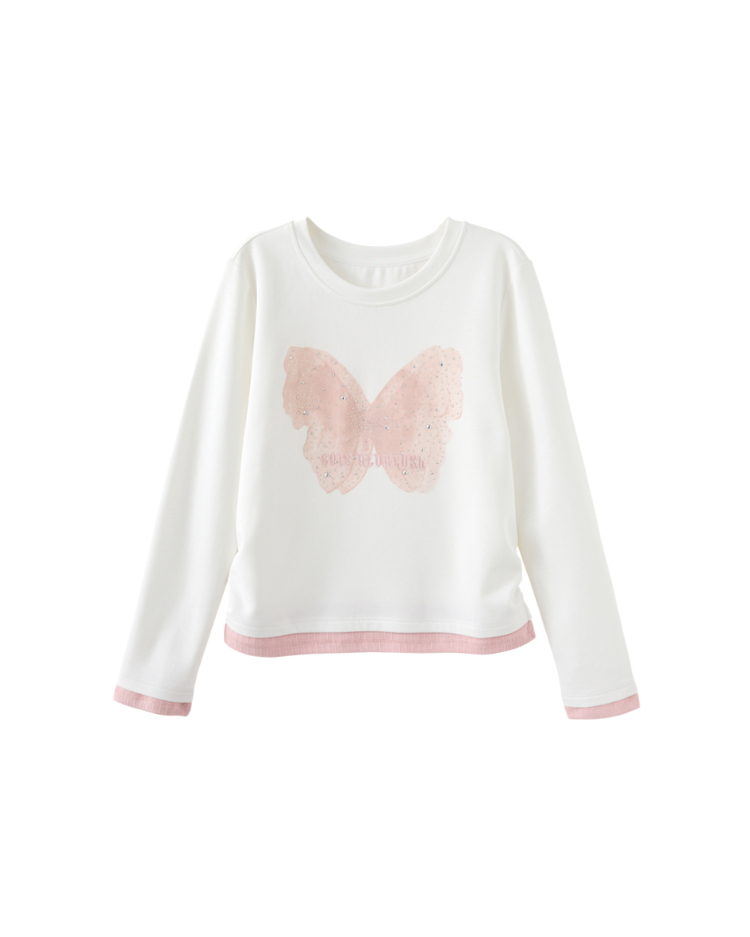 abito蝴蝶貼鑽假兩件上衣