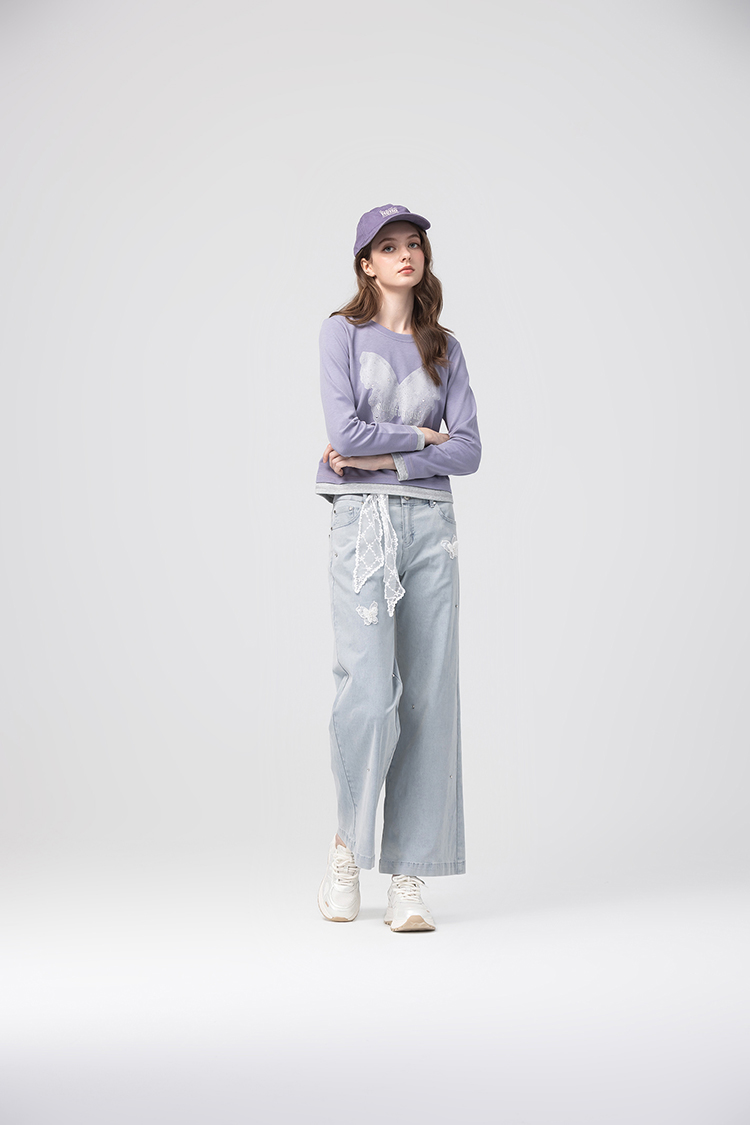 abito蝴蝶貼鑽假兩件上衣