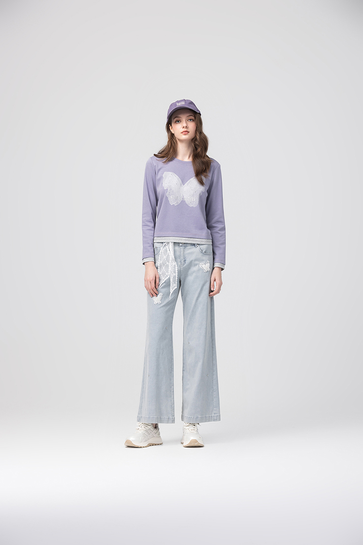 abito蝴蝶貼鑽假兩件上衣