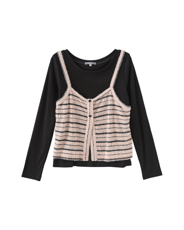 abito甜美兩件式條紋背心