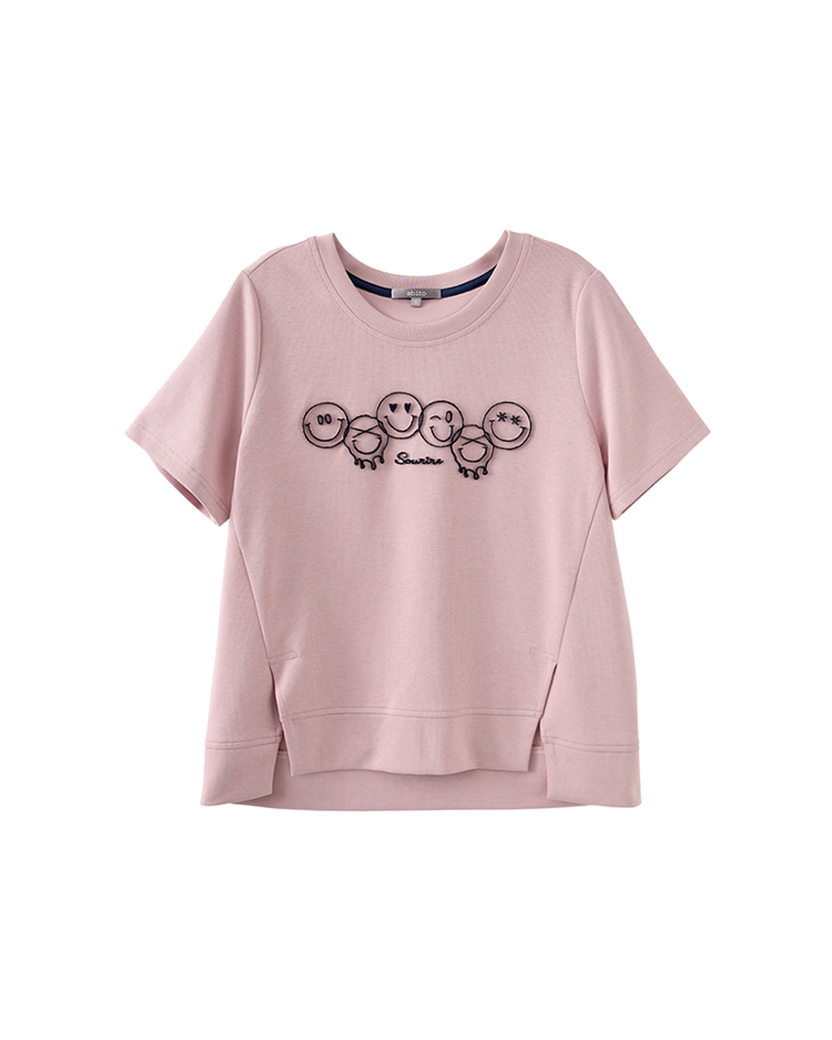 abito寬鬆圓領笑臉上衣