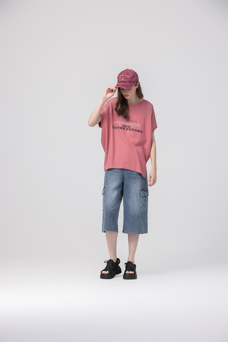 abito休閒寬鬆網布拼接上衣