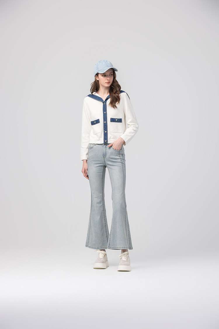 abito高腰雙釦喇叭褲