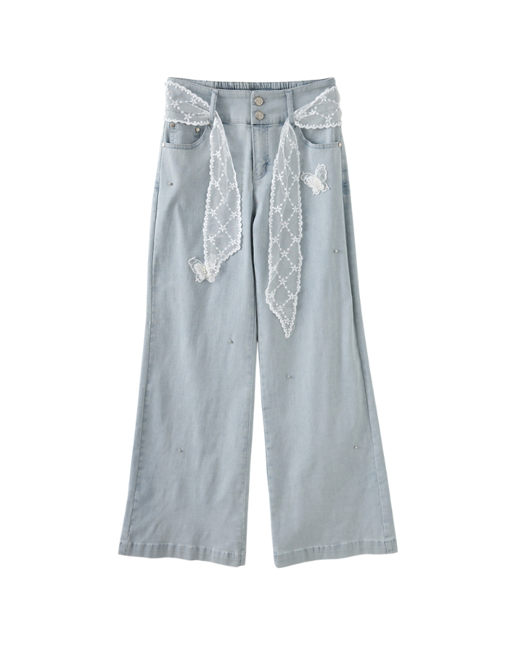 abito蝴蝶亮片造型寬褲