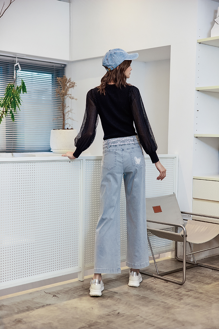 abito蝴蝶亮片造型寬褲