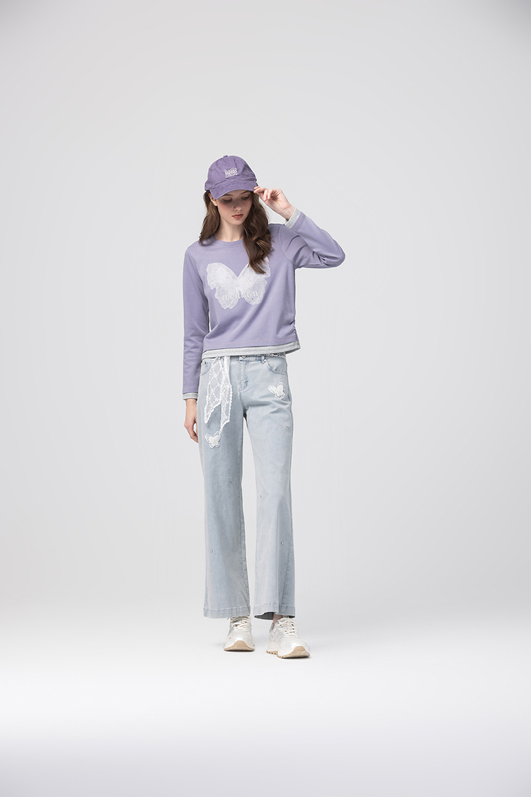 abito蝴蝶亮片造型寬褲