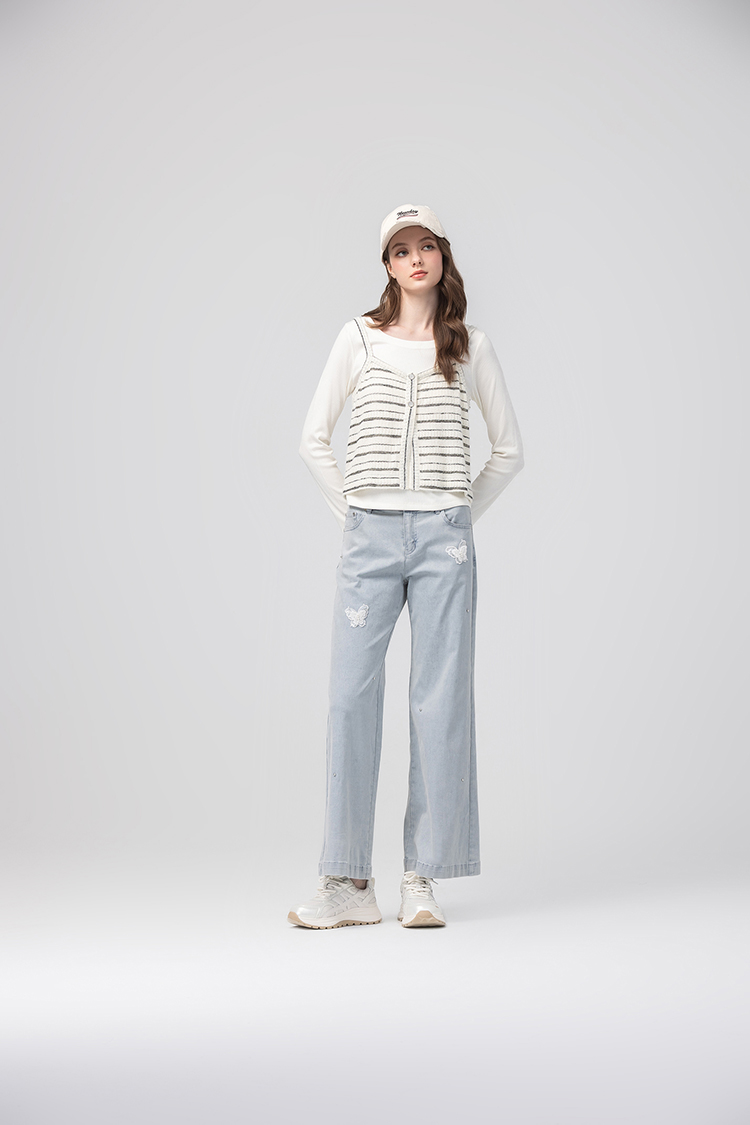 abito蝴蝶亮片造型寬褲