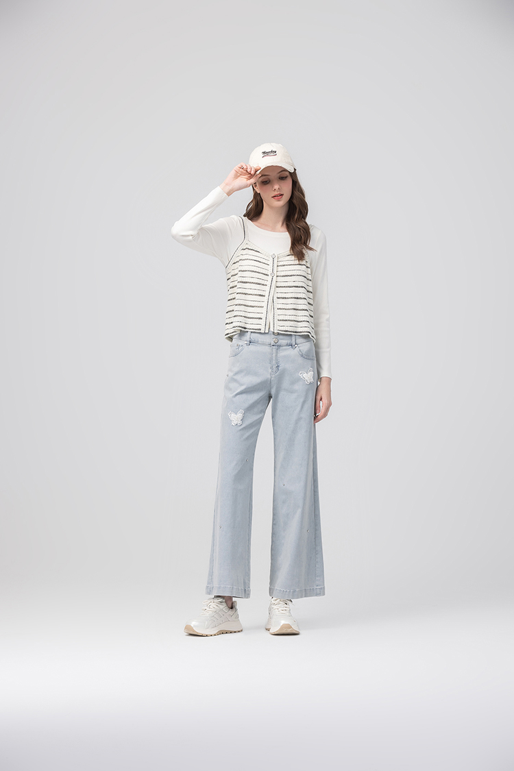 abito蝴蝶亮片造型寬褲