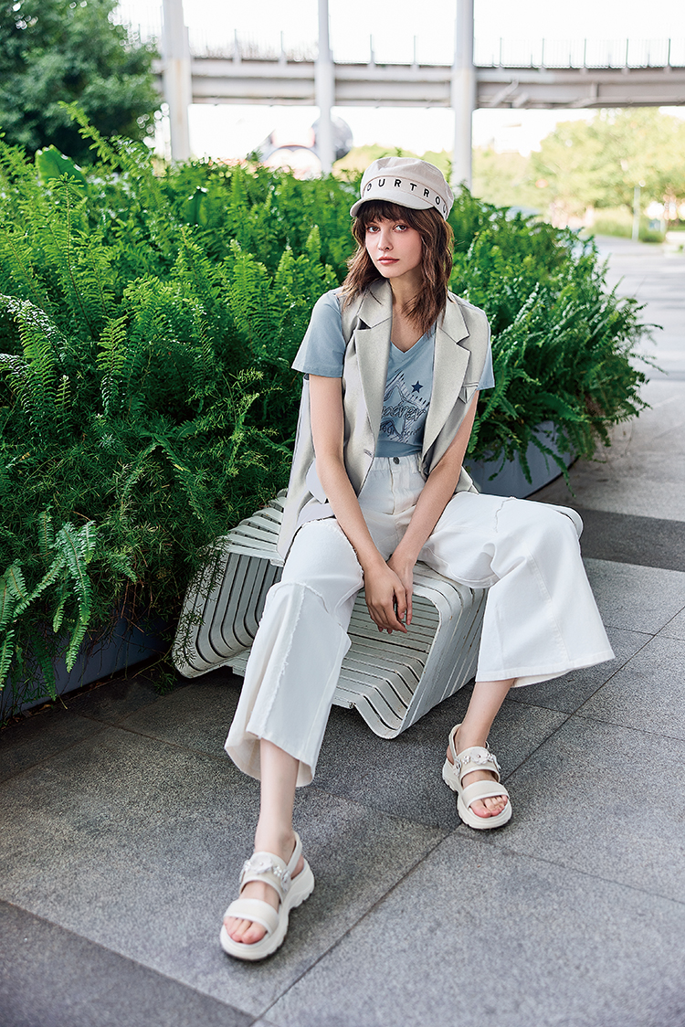 abito個性剪裁拼接寬褲