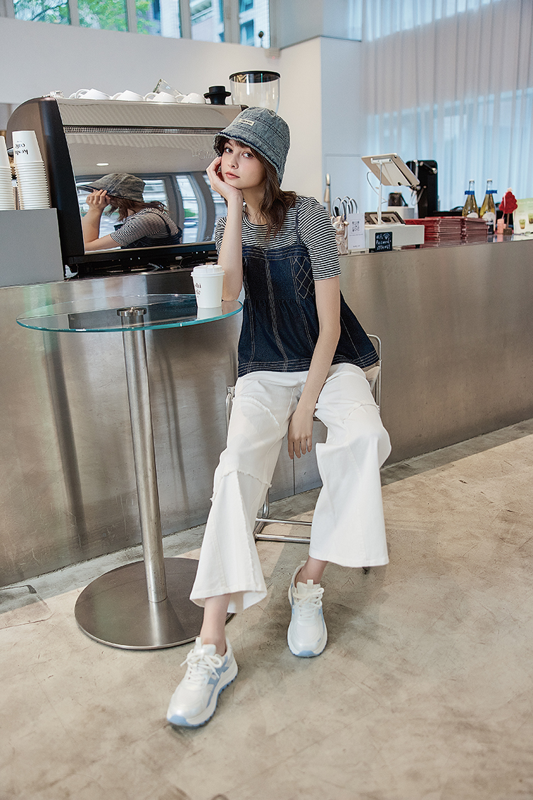 abito個性剪裁拼接寬褲