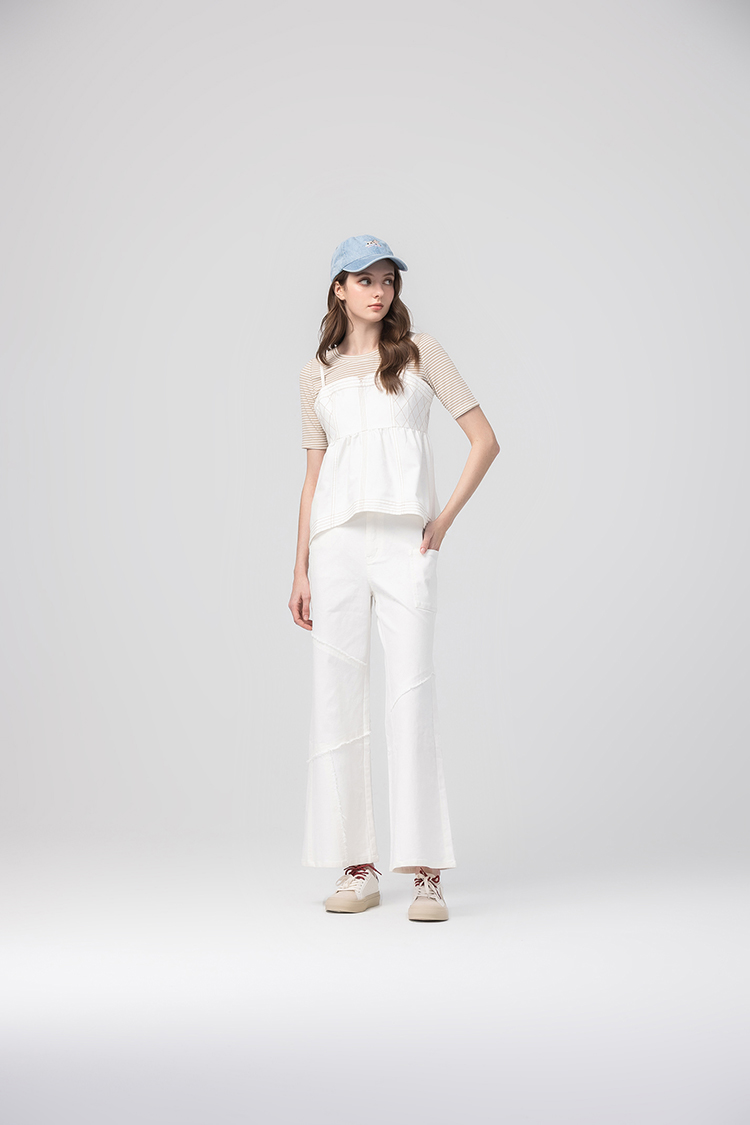 abito個性剪裁拼接寬褲