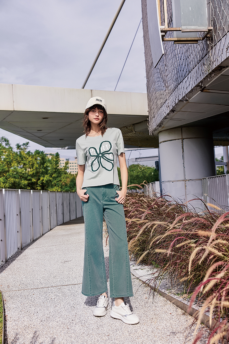 abito棉質直筒牛仔寬褲