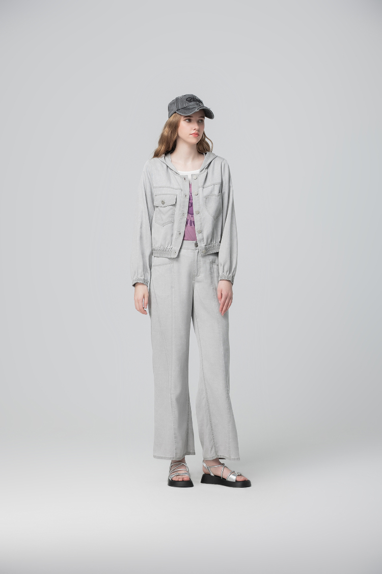 ABITO仿舊水洗休閒寬褲