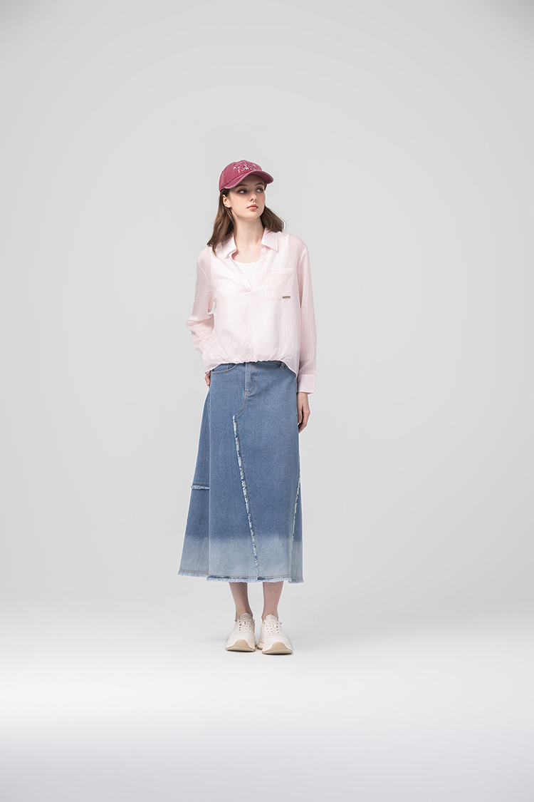 abito棉質漸層剪裁長裙