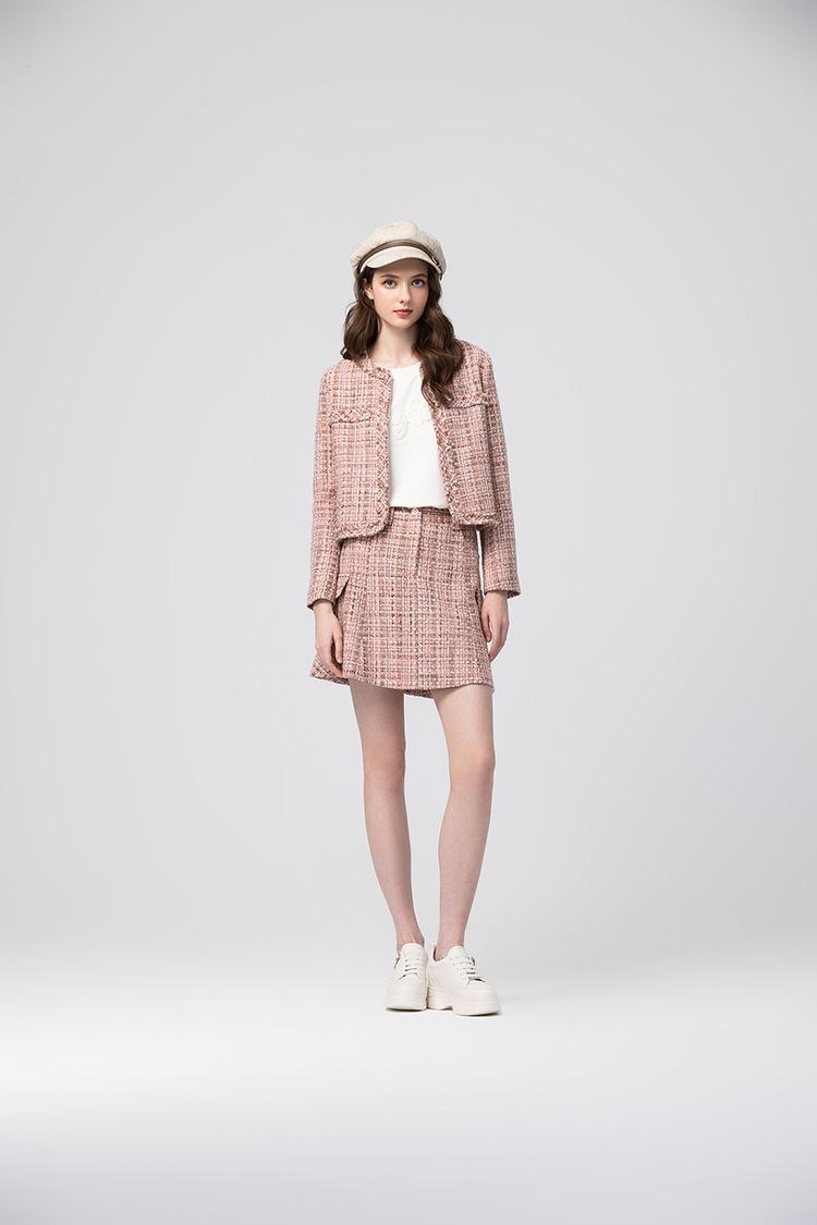abito經典交織格紋短裙