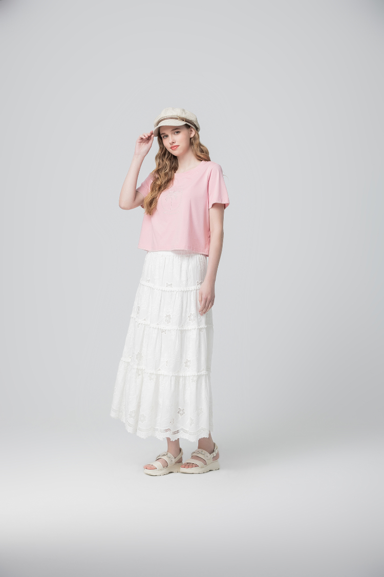 ABITO浪漫蕾絲蛋糕長裙