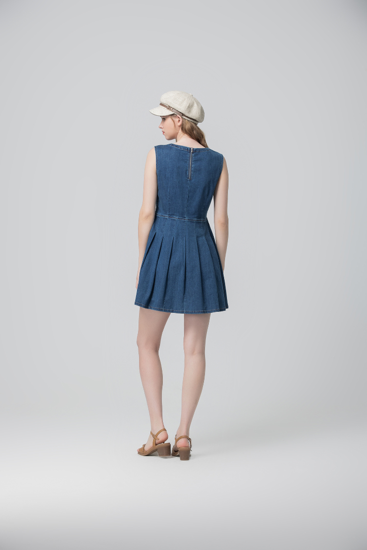 abito優雅丹寧百褶洋裝