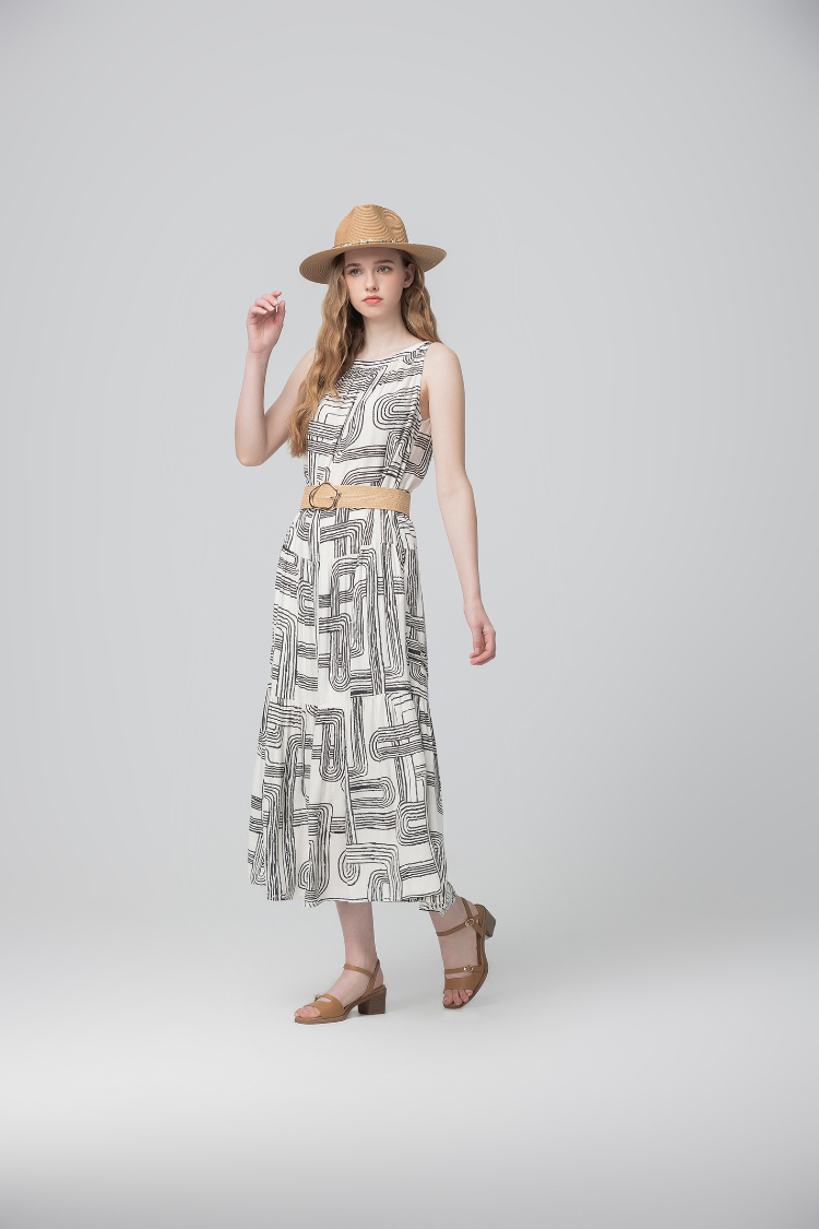 abito藝術線印花洋裝