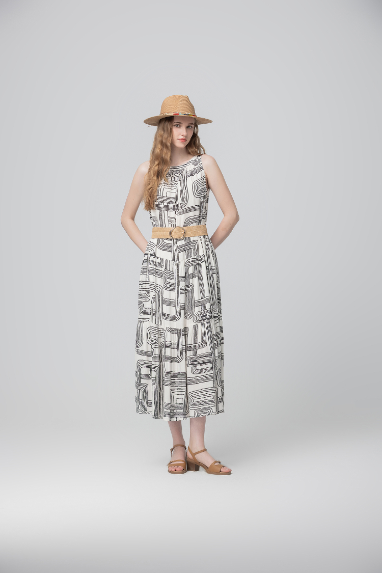 abito藝術線印花洋裝