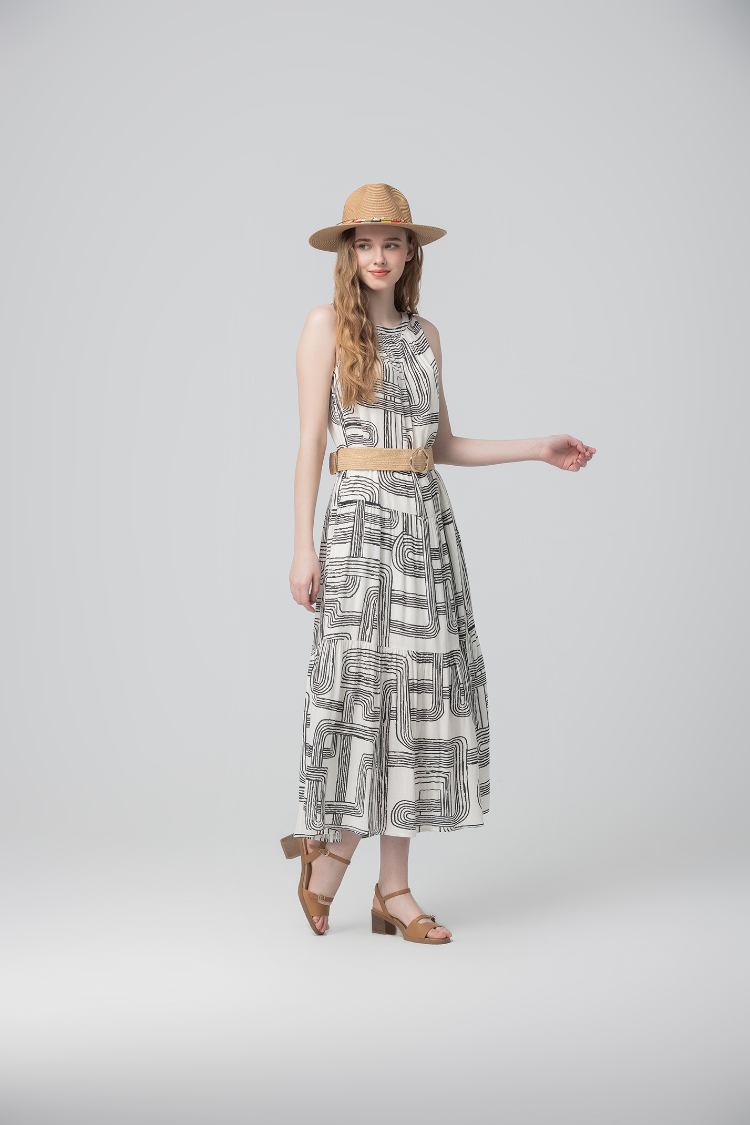 abito藝術線印花洋裝