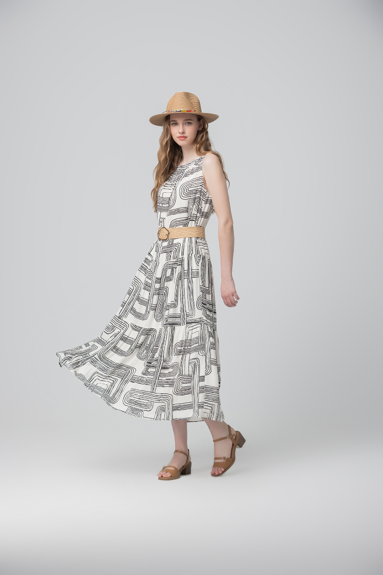 abito藝術線印花洋裝