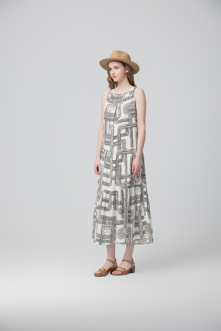 abito藝術線印花洋裝
