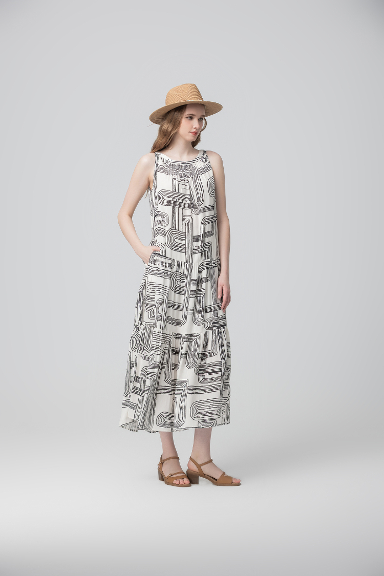 abito藝術線印花洋裝