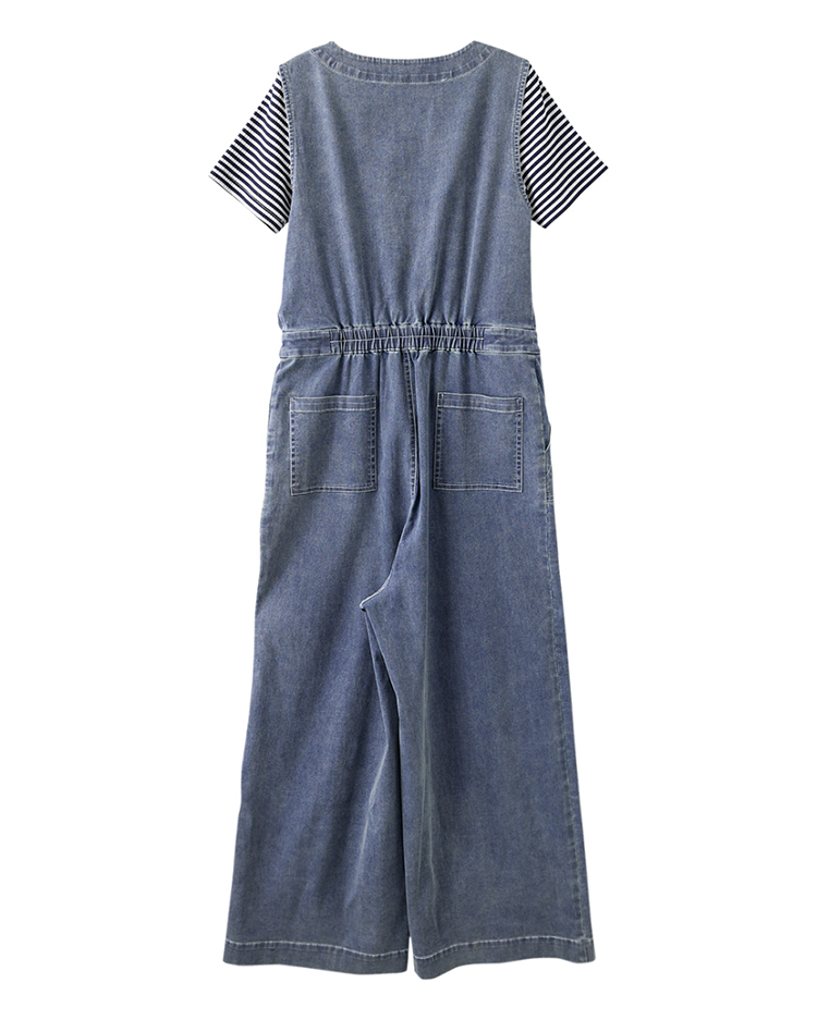 abitoV領排釦工裝牛仔連身褲