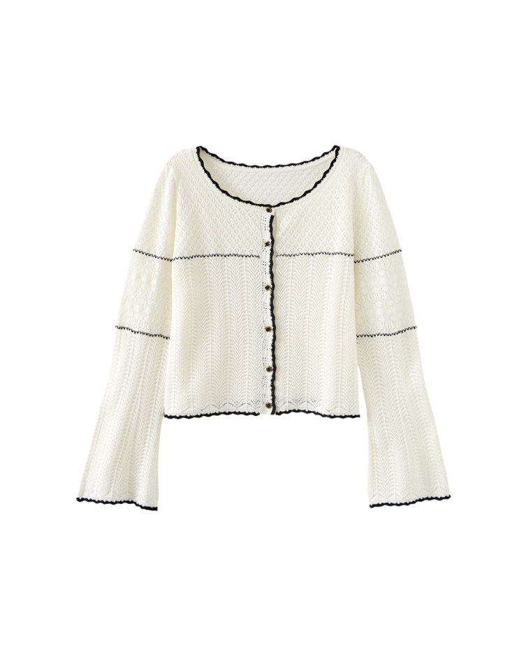 abito菱格透膚針織上衣