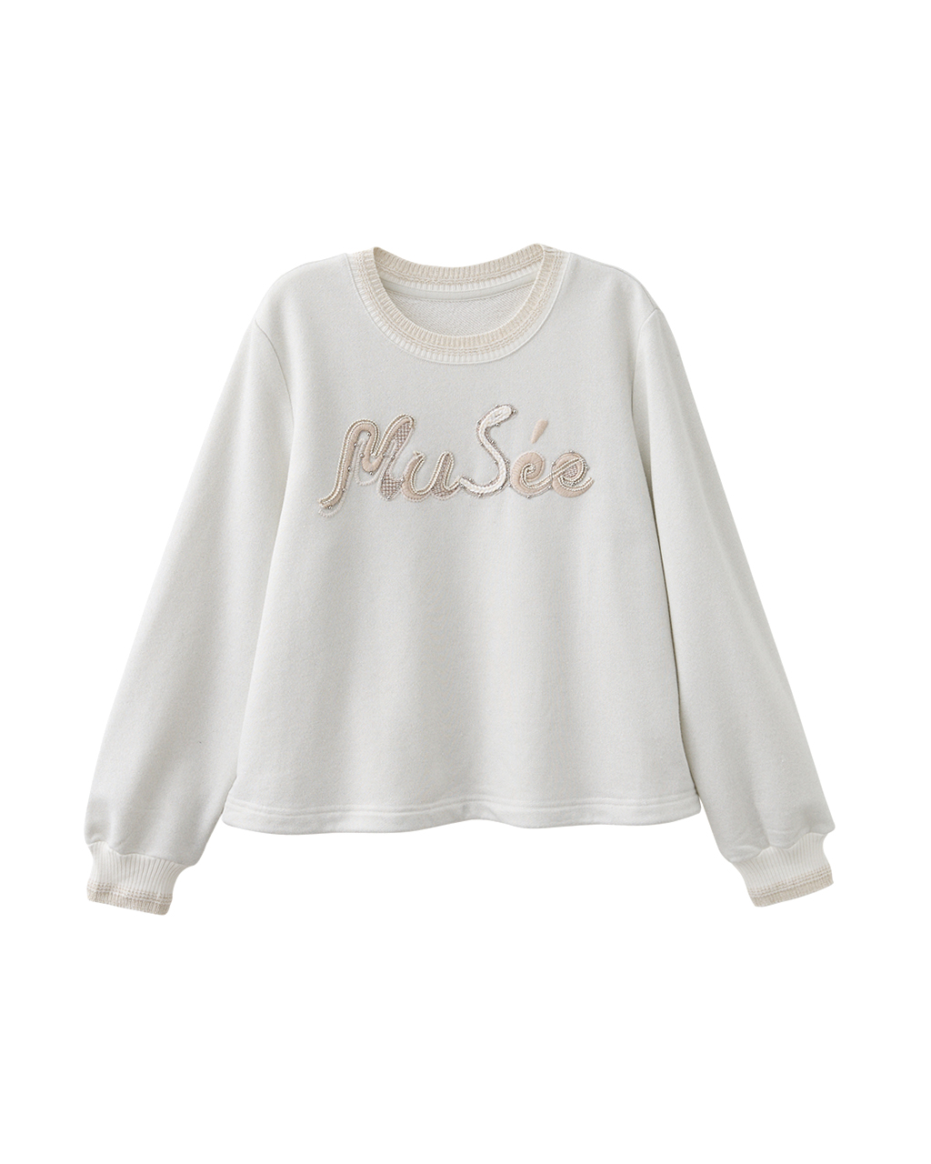 DITA毛線繡金蔥大學T