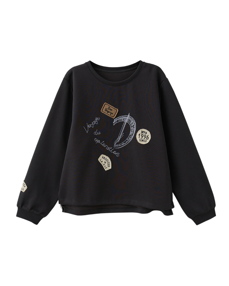 DITA運動風休閒貼布繡大學T