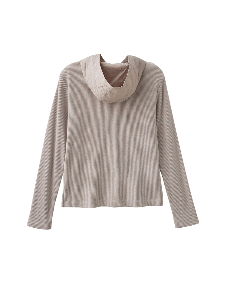 DITA異材質拼接連帽針織上衣