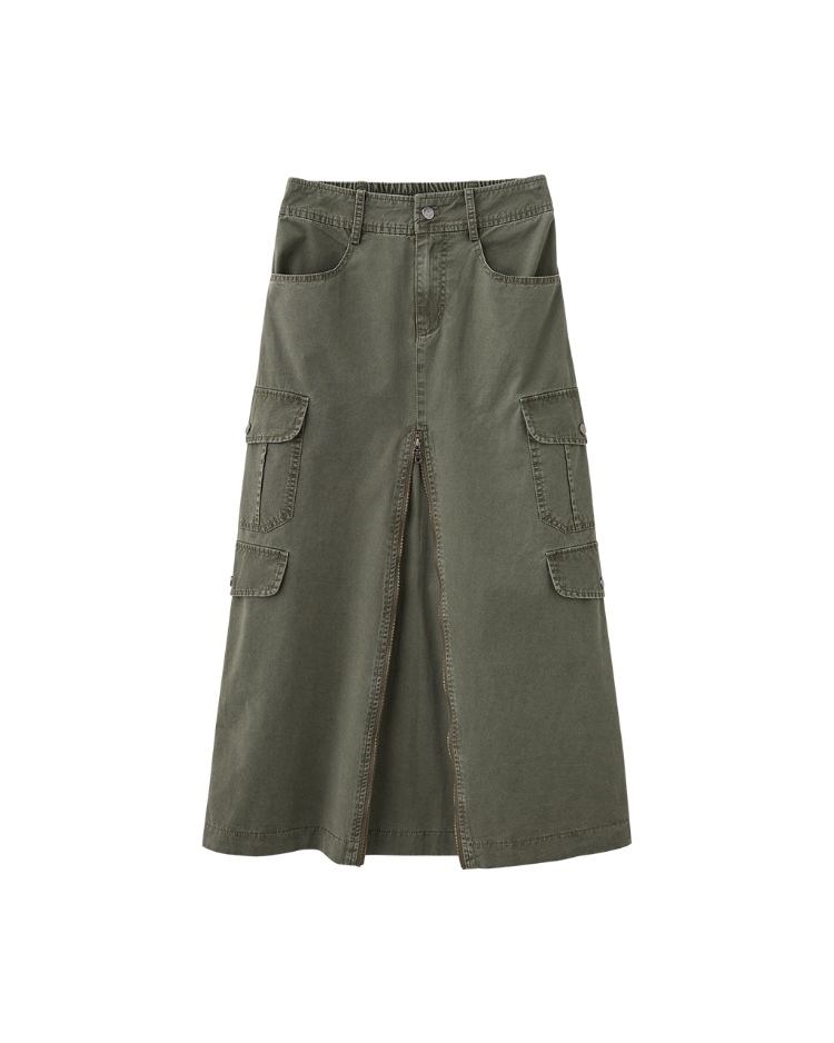 DITA兩穿式造型拉鍊工裝A字裙