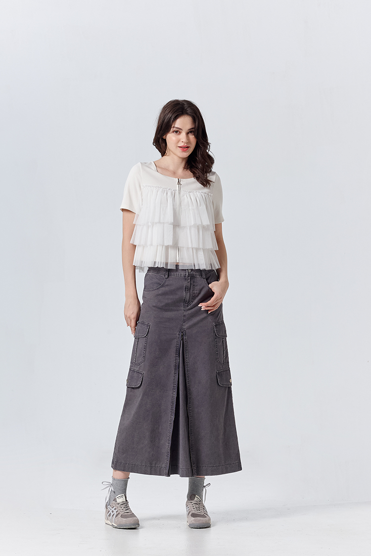 DITA兩穿式造型拉鍊工裝A字裙