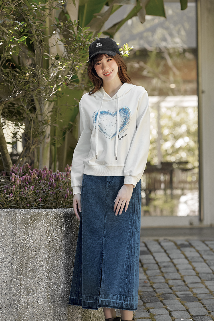 DITA造型感開岔牛仔A字裙