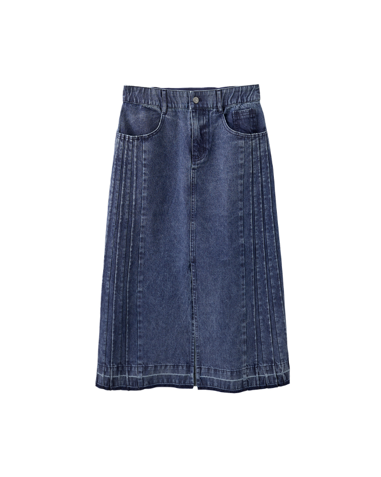 DITA造型感開岔牛仔A字裙