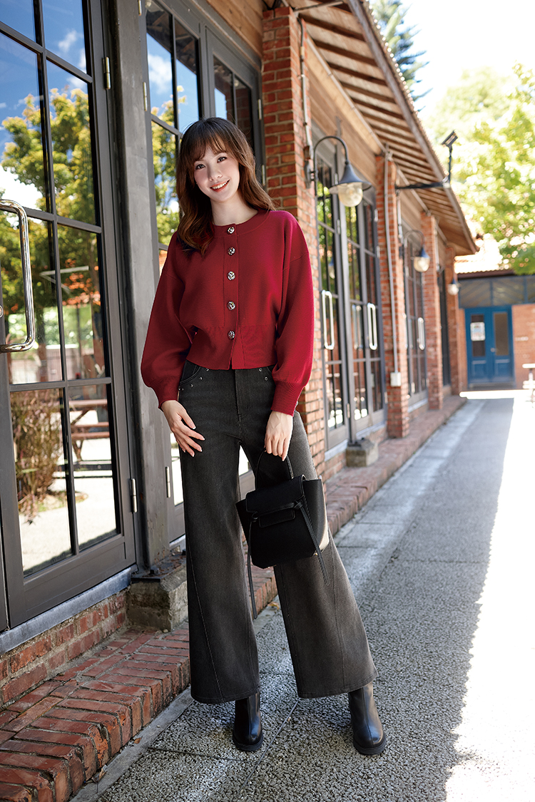 DITA日系澎袖短版針織外套