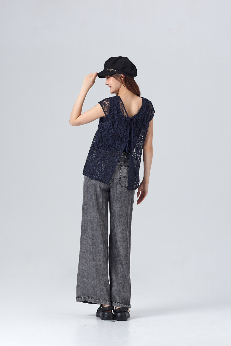 DITAV領清透蕾絲背心罩衫