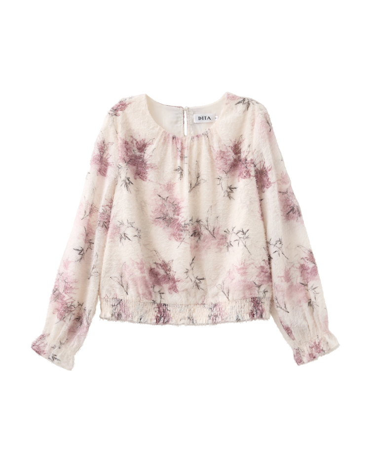 DITA浪漫氛圍印花皺皺上衣