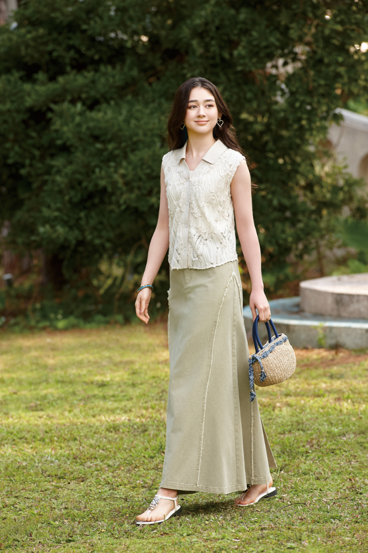 DITA襯衫領排扣雕花背心