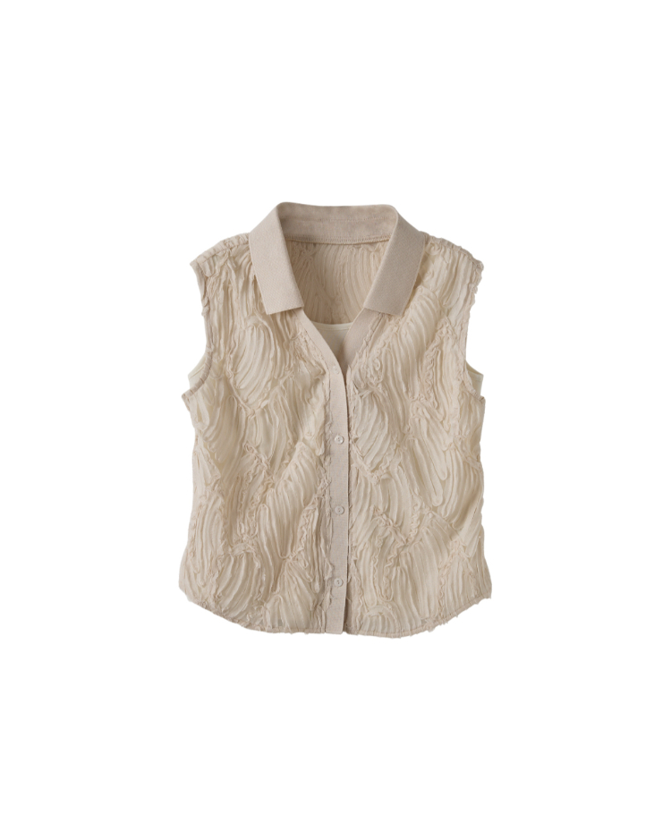 DITA襯衫領排扣雕花背心